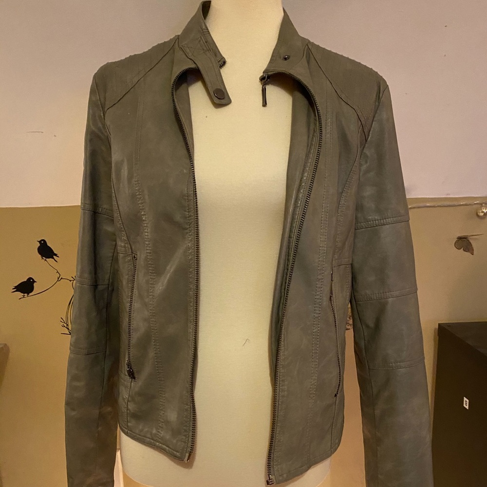 Taupe faux leather jacket